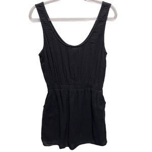 Asos Pure Cotton Woven Gauzy Knit Mini Little Black Dress with Pockets